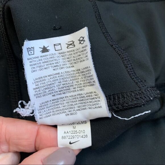 Nike Dri-Fit Running Crop Tights Black Leggings Medium Side Pocket - Picture 9 of 9